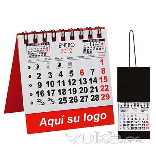 Calendario de sobremesa o de pared,  con tu logo 1 color incluido en precio. Ref. KITCAL8