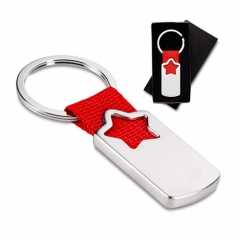 Llavero de metal y poliester con estrella roja ref mbznv29