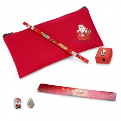 Estuche infantil decorado con motivos navidenos incluye lapiz, sacapuntas y regla ref mbznv11