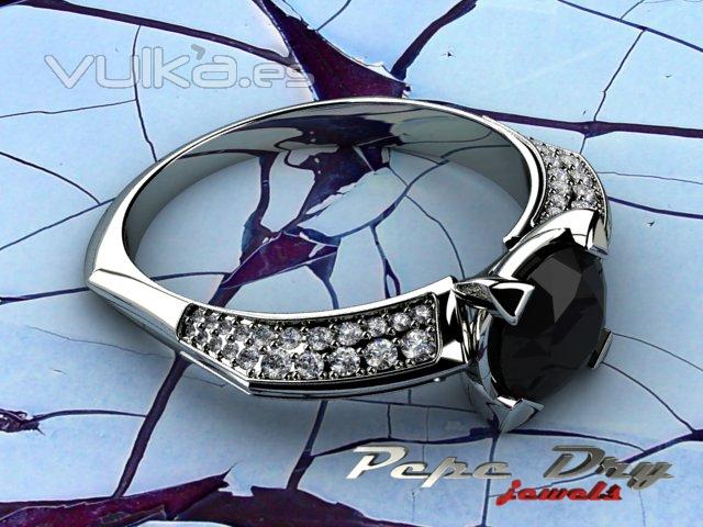 anillo compromiso diamante negro