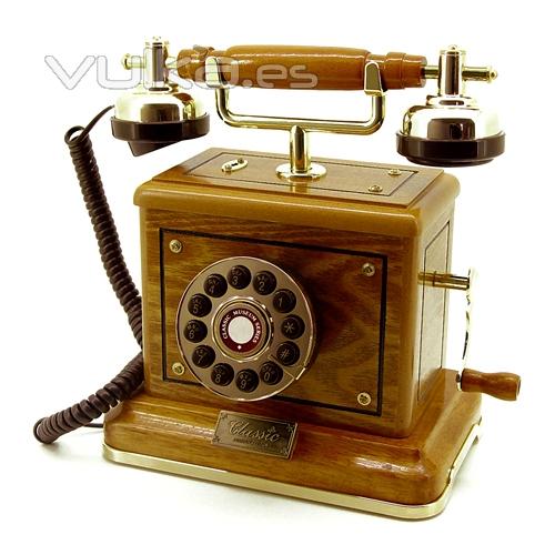 Teléfono de madera, simil años 30. Modelo Charleston. Ref. EHATEL13