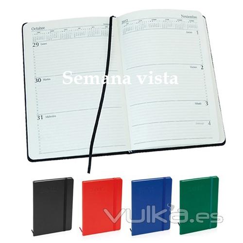 Agenda semana vista. Cubiertas de polipiel. Medidas: 14,5 x 21 x 1,4 cm. Desde:1,30 EUR/u.Ref. AKZAG8 