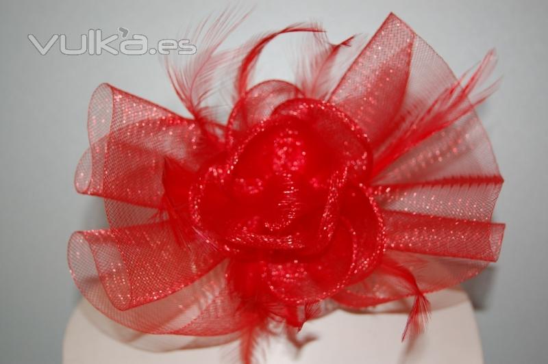 Tocado gran lazo y flores rojo a 6.50EUR