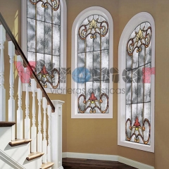 Conjunto de 3 vidrieras de diseno clasico para ventanas de subida de escalera