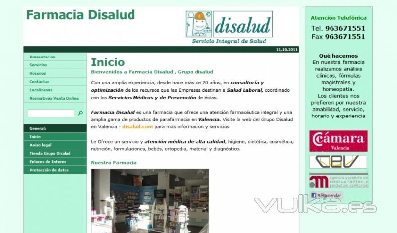 Diseño web farmaciadisalud de Valencia