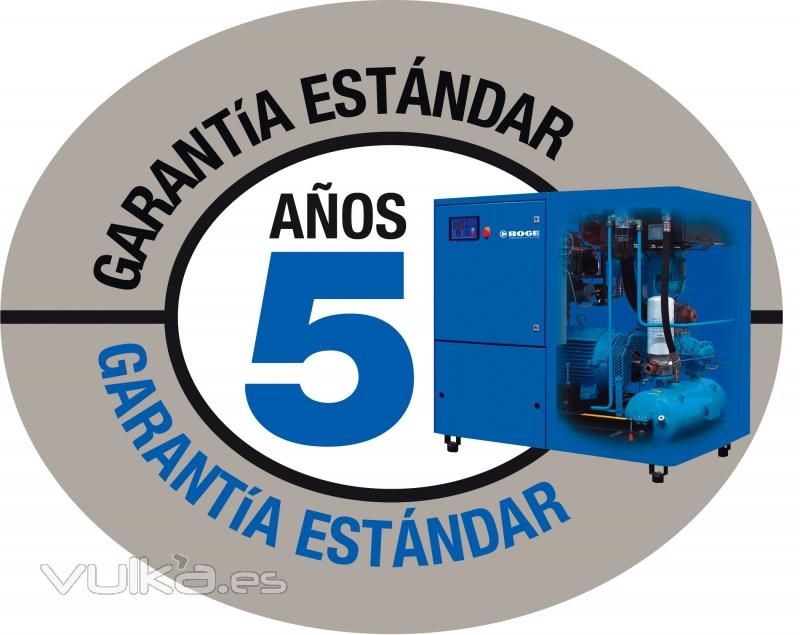 BOGE ofrece para todos sus compresores lubricados una garanta de cinco aos como estndar