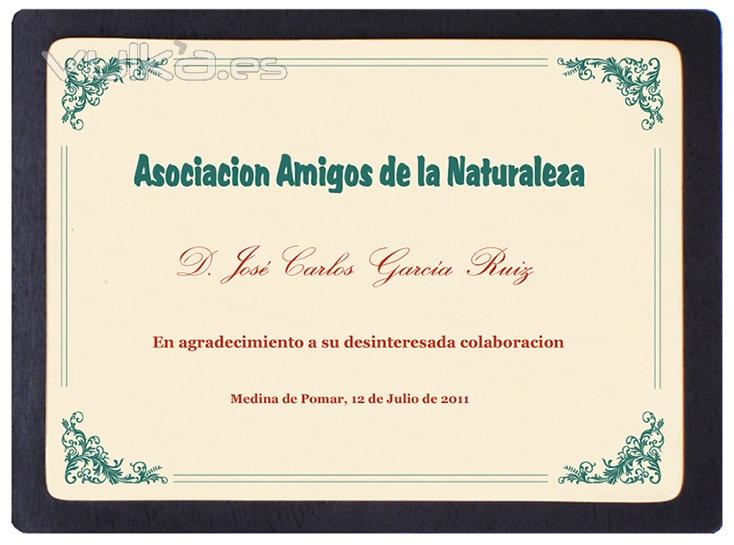 Placa homenaje artesanal