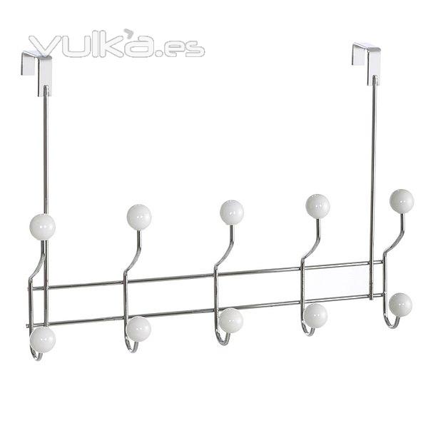 Colgador metal 10 perchas bolas blanco puertas 30 en lallimona.com