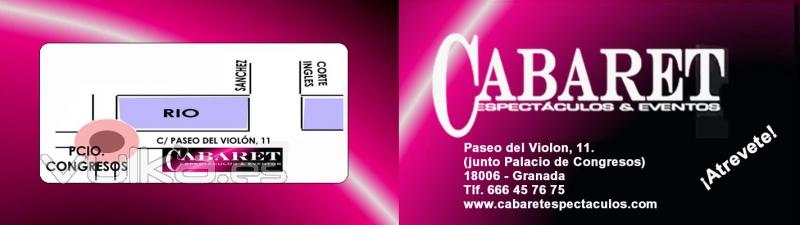 Tarjeta de visita con 4 caras a color (cara a, exterior) :: Cabaret Espectaculos