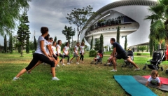 Nuestras clases en los jardines del Palau de la Música