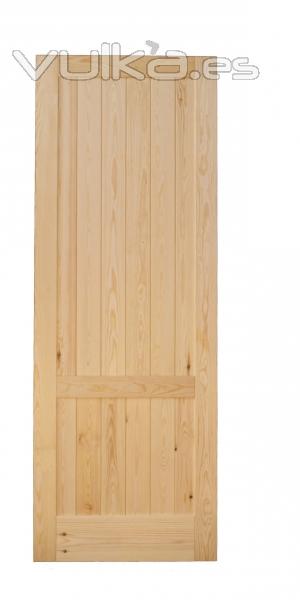 Puerta de madera de pino modelo machiembrado dos cuadros.