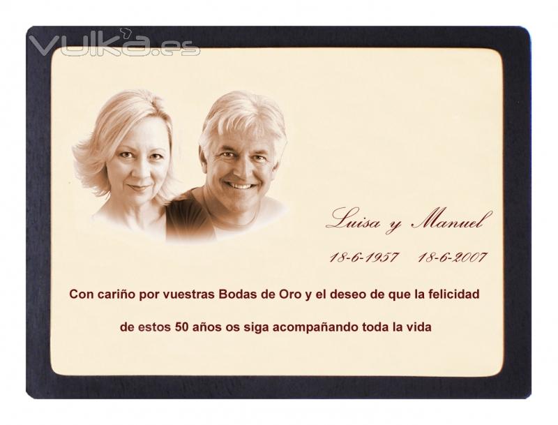 Placa conmemorativa bodas de oro. Un ragalo especial.