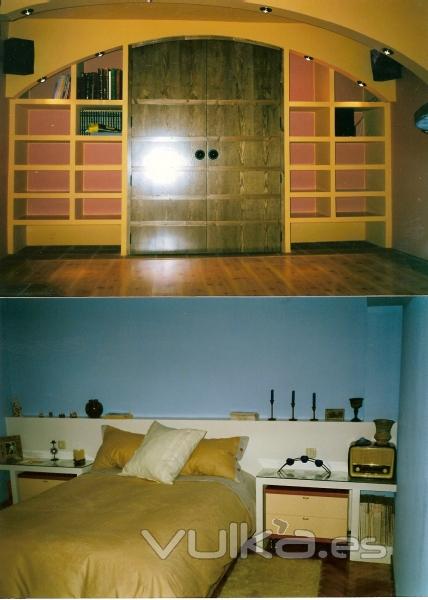cabecero de dormitorio(inferior)  mueble de bodega (superior)