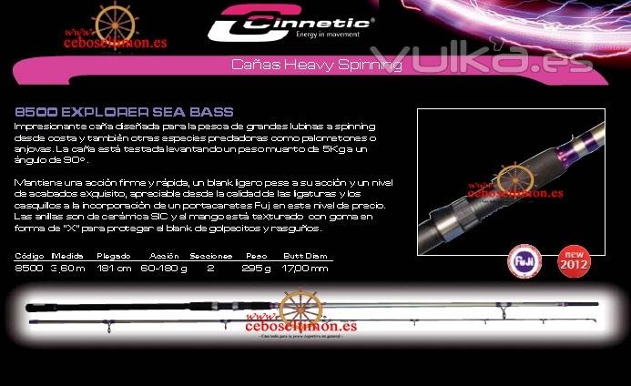 www.ceboseltimon.es- Caa Spinning Cinnetic Explorer Sea-Bass 3.60Mt - Accion 60-180Gr - Secciones 2