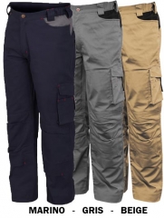 Pantalon trabajo en algodon elastico con porta rodilleras en tejido stretch 8731c