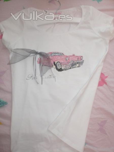 camiseta hecha a mano, pink cadillac