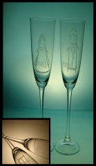 Copas de brindis munequitos, 26 cm de alto