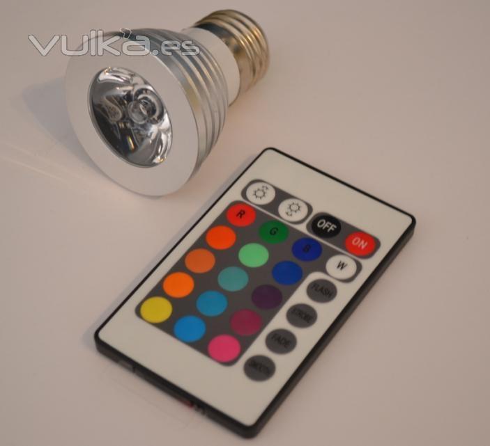 lampara led RGB con mando  en aluminio