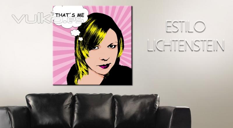 Arte Pop Art, Estilo LICHTENSTEIN, impresion con tu foto en lienzo. RegaloColor.com. regalo original