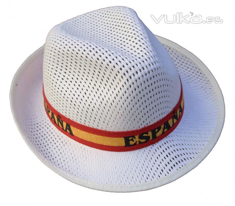 sombrero rejilla blanco con cinta serigrafiada