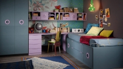 Dormitorio juvenil en color azul del catalogo aire