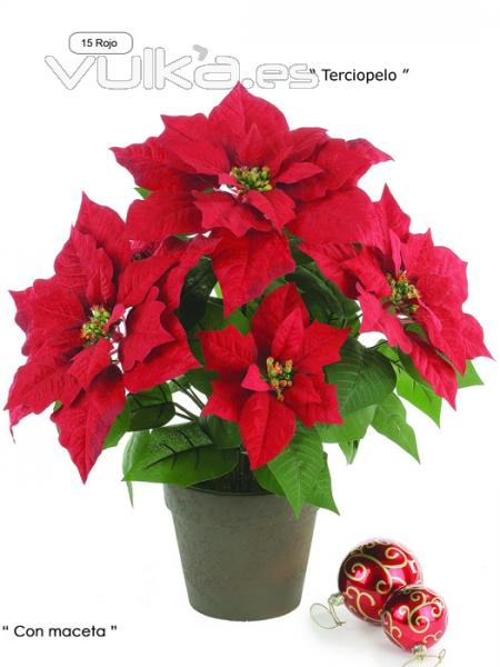 Ponsetias artificiales en maceta. Maceta poinsettia artificial x 7 flores oasisdecor.com