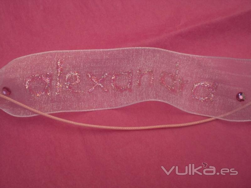 pulseras en organza personalizadas con swarovski