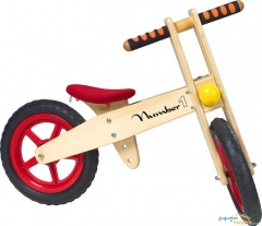 Bicicleta de madera infantil. juguete didctico y educativo de madera.