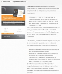 Certificado de cumplimiento lopd emitido por conversia