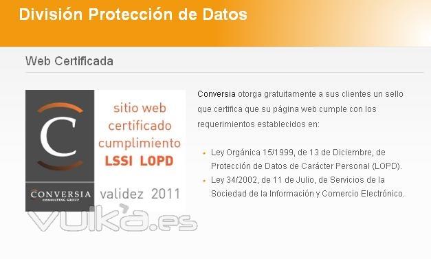 Sello que certifica que una pgina web cumple con los requerimientos de la LOPD y LSSI-CE.