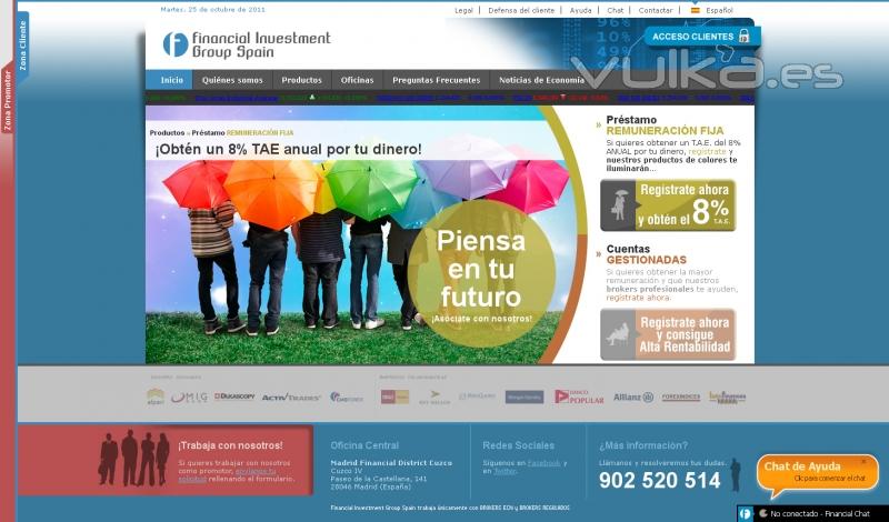 Diseño web de la página de Financial Investment Group Spain http://www.figs.es
