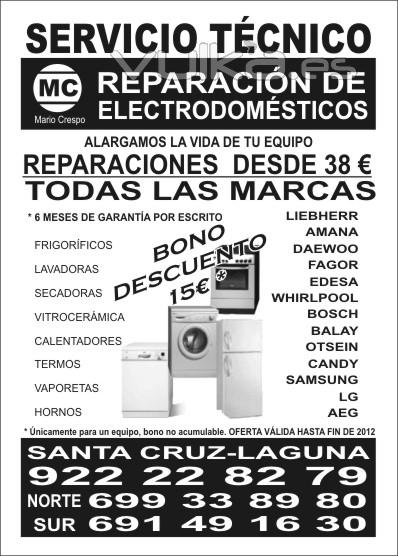 REPARACION ELECTRODOMESTICOS OFERTA NOVIEMBRE 2011