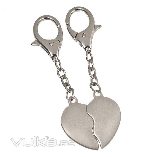 Gifts. Llavero doble corazn partido plata en lallimona.com