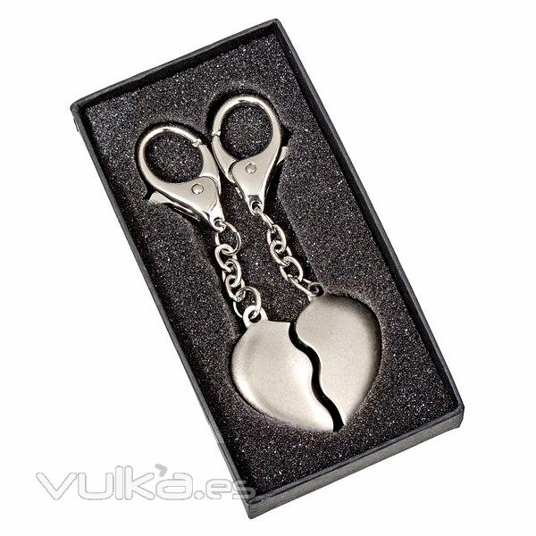 Gifts. Llavero doble corazn partido plata en lallimona.com (2)