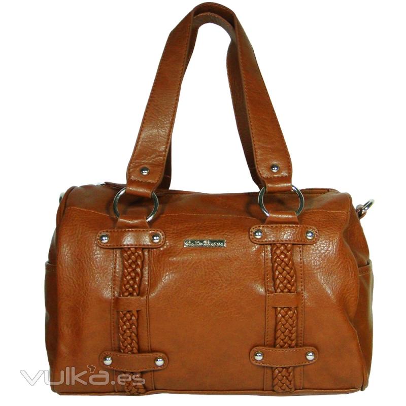 Bolso marron tipo bowling