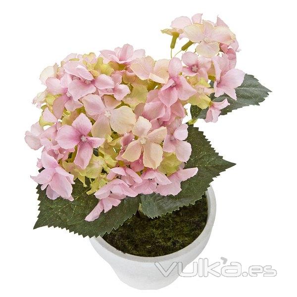 Plantas artificiales con flores. Planta hortensia artificial rosa 21 en lallimona.com (1)