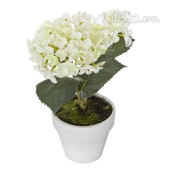 Plantas artificiales con flores. Planta hortensia artificial blanca 21 en lallimona.com