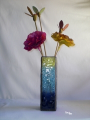 Florero vidrio fundido y emplomado fusing