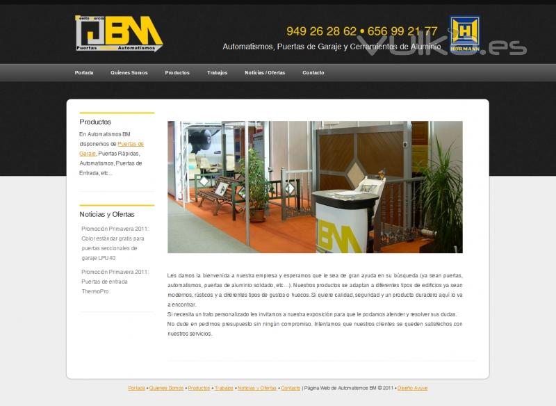 Pgina Web de Automatismos BM. Puertas de Garaje, Automatismos y Cerramientos de Aluminio