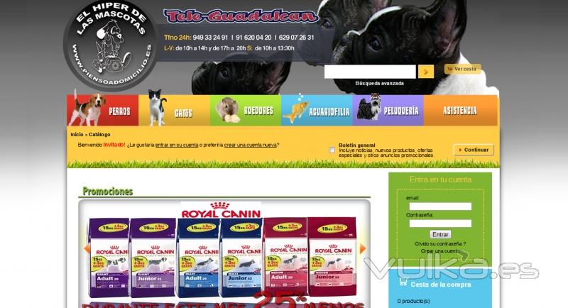 Tienda Online de Pienso a domicilio. Mascotas, Piensos, Accesorios para perros, gatos, roedores...