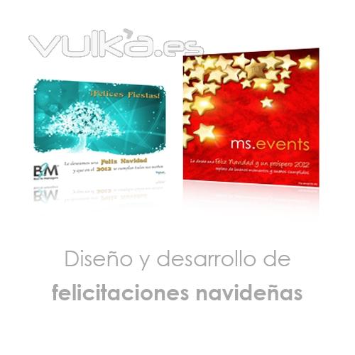 Diseño y desarrollo de felicitaciones navideñas para diferentes empresas.