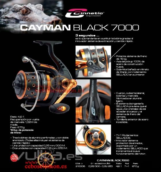 www.ceboseltimon.es - Novedad carrete Cinnetic Cayman Black 7000 - Bobinas 3 de Aluminio