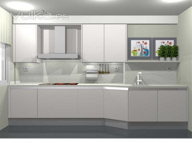 Render proyecto cocina sin tirador