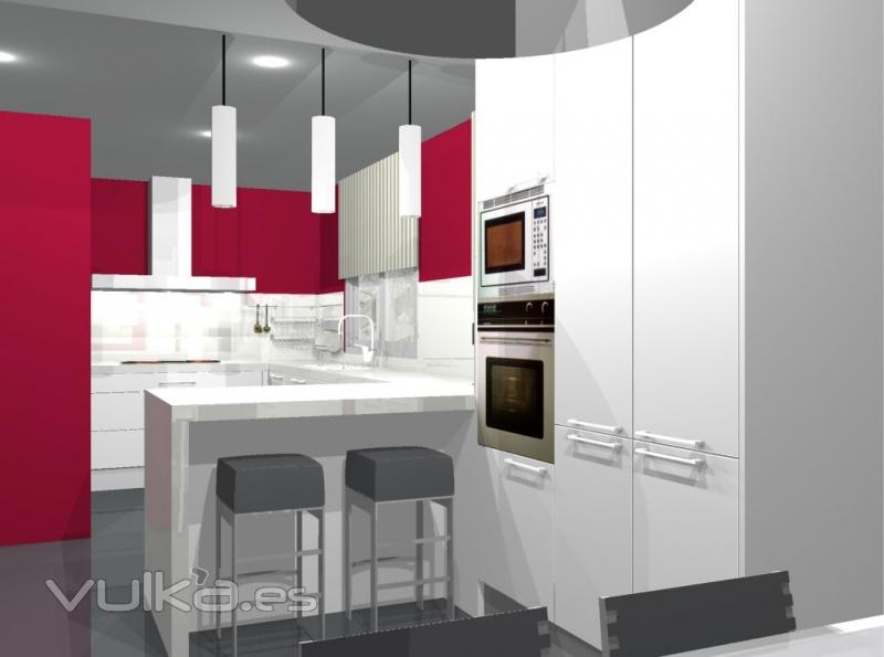 Render proyecto cocina blanca