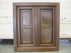 Ventana europea en madera de pino teñida nogal,3 juntas de goma,grosor de hoja de 68mm,marcado CE