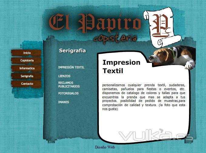 Copistera El papiro Web low cost+ Detalle bocadillo perro