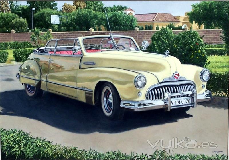 COCHE DE ÉPOCA., BUICK. Óleo sobre Lienzo. 92x65 cm. Año 2008