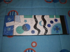 Cuadro abstracto en tonos azules medida 20 x 60 cm