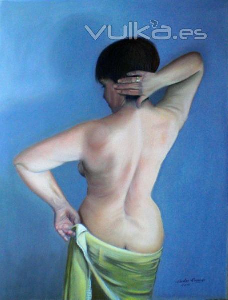 Desnudo realizado al pastel por alumno de la Academia.