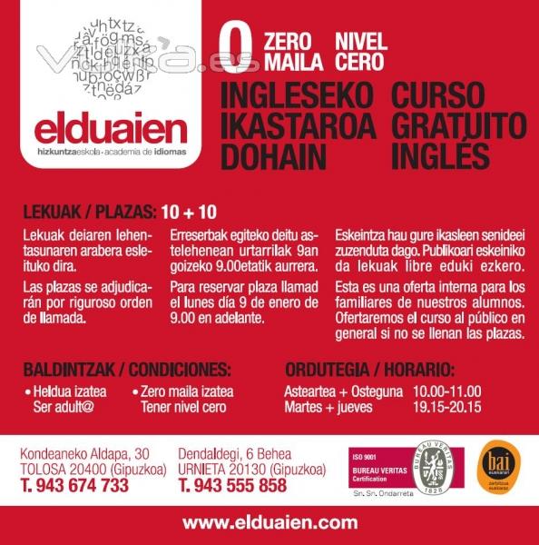 Empezamos nuestros CURSOS GRATUITOS para nivel elemental de inglés. ¡No te lo pierdas!